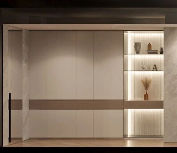Parete attrezzata con nicchia illuminata