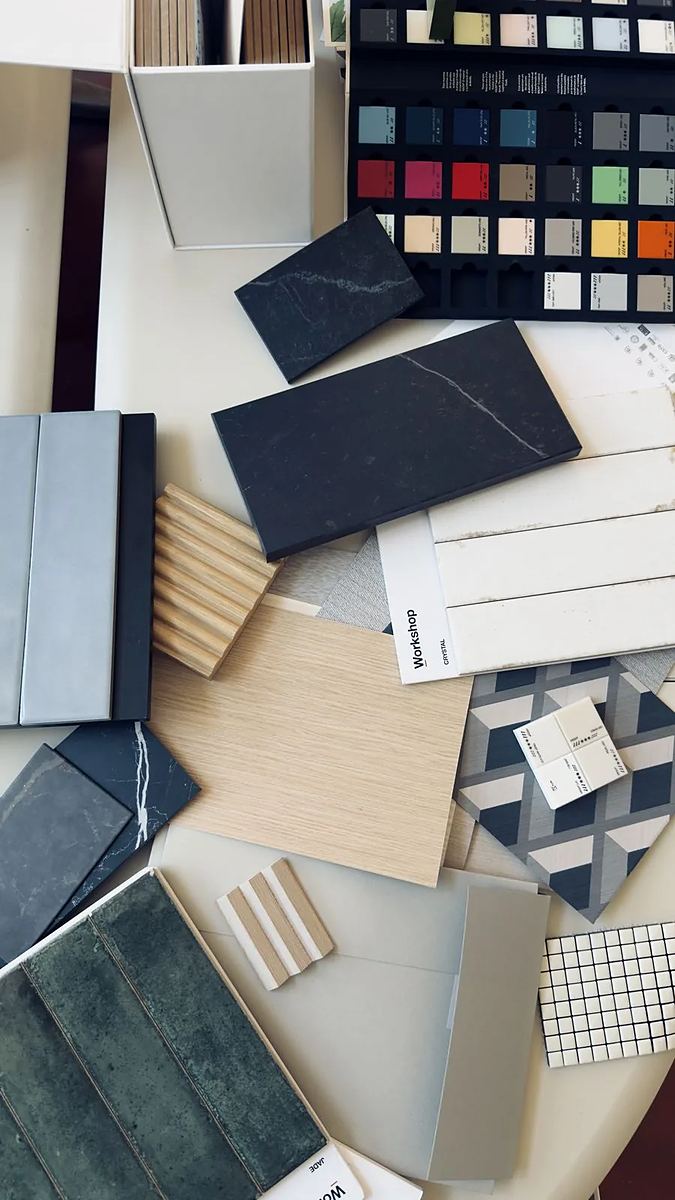 Moodboard di materiali e colori